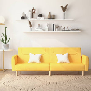 Canapea extensibilă cu 2 locuri, galben, material textil