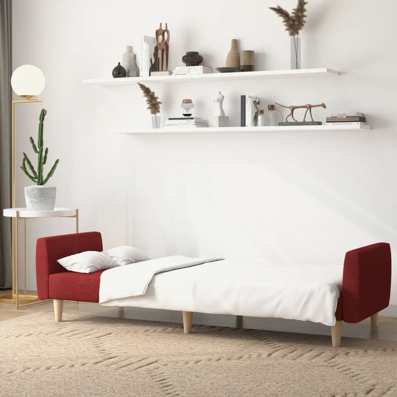 Canapea extensibilă cu 2 locuri, roșu vin, material textil
