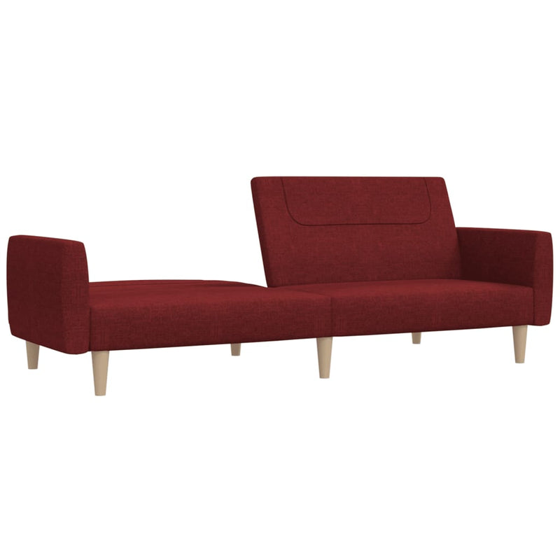 Canapea extensibilă cu 2 locuri, roșu vin, material textil
