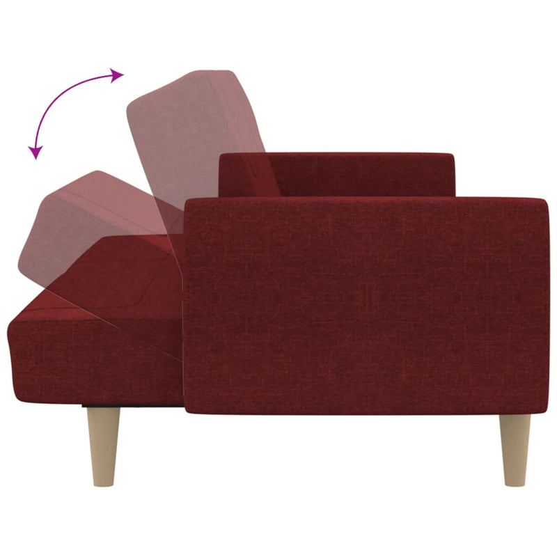 Canapea extensibilă cu 2 locuri, roșu vin, material textil