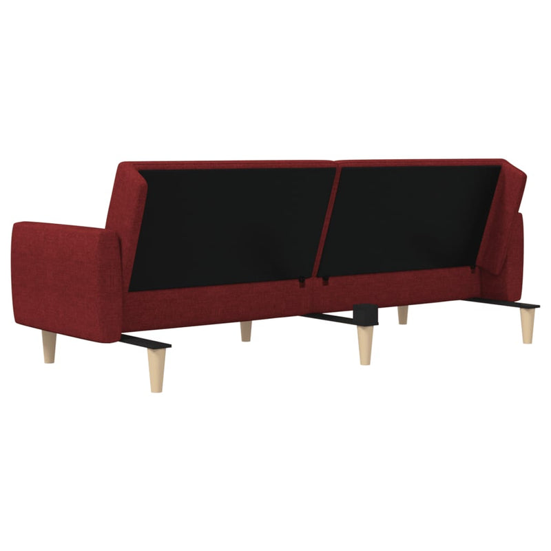 Canapea extensibilă cu 2 locuri, roșu vin, material textil