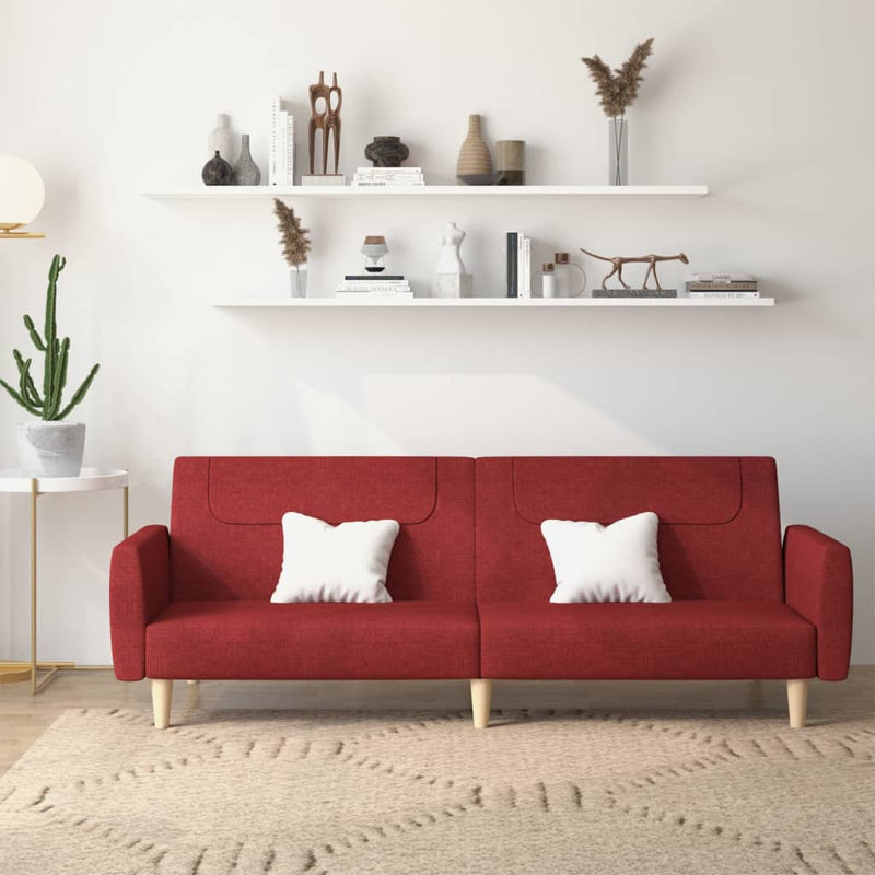 Canapea extensibilă cu 2 locuri, roșu vin, material textil