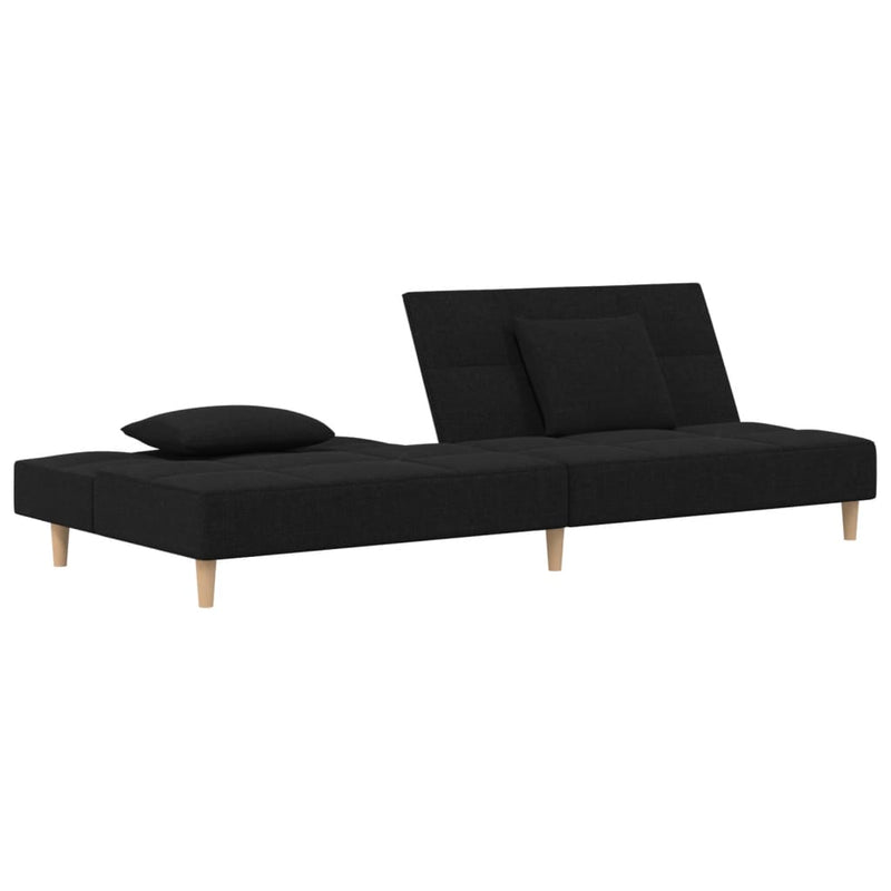 Canapea extensibilă cu 2 locuri, 2 perne, negru, textil