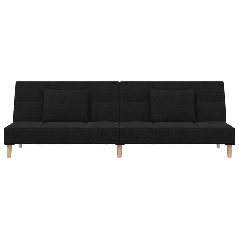 Canapea extensibilă cu 2 locuri, 2 perne, negru, textil