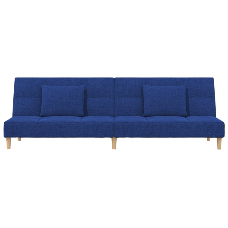 Canapea extensibilă cu 2 locuri, 2 perne, albastru, textil