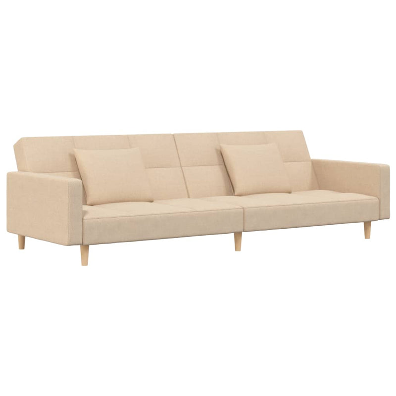 Canapea extensibilă cu 2 locuri, 2 perne, crem, textil