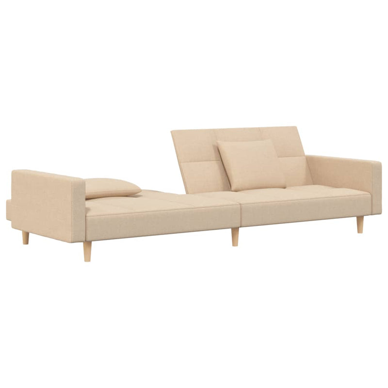 Canapea extensibilă cu 2 locuri, 2 perne, crem, textil