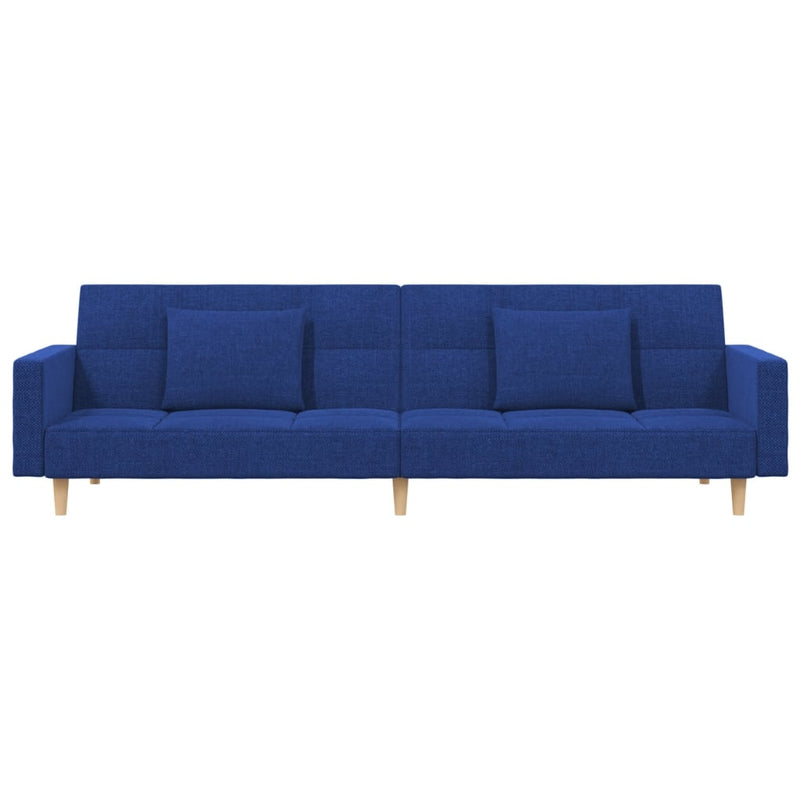 Canapea extensibilă cu 2 locuri, 2 perne, albastru, textil