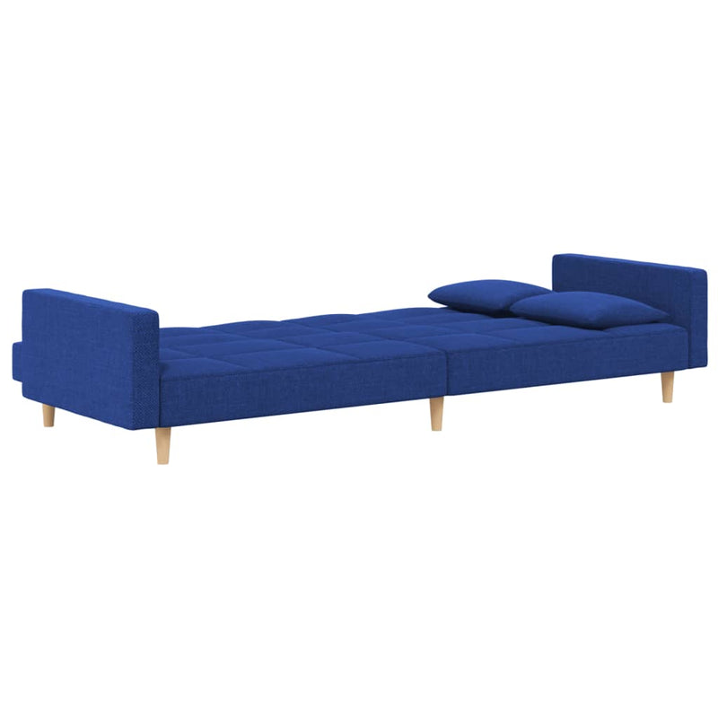 Canapea extensibilă cu 2 locuri, 2 perne, albastru, textil