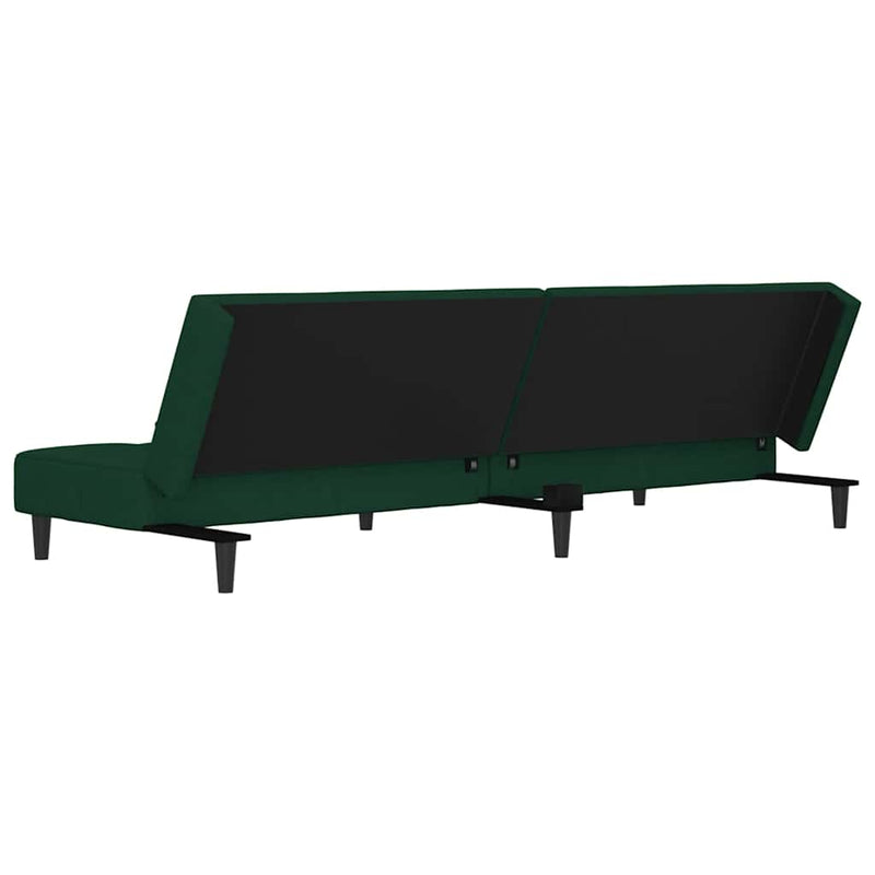Canapea extensibilă cu 2 locuri, 2 perne, verde închis catifea