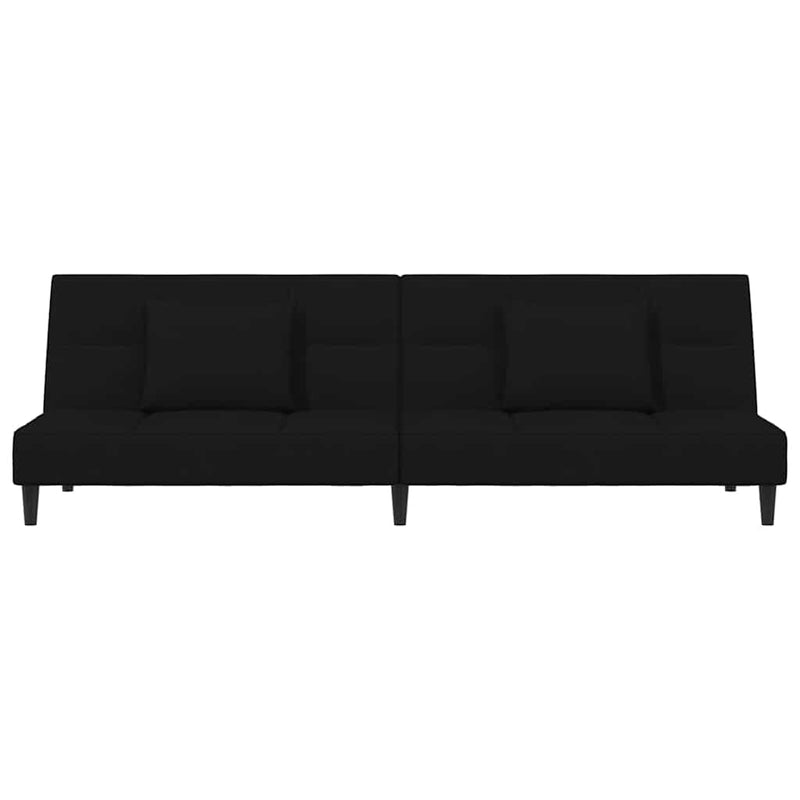 Canapea extensibilă cu 2 locuri, 2 perne, negru, catifea