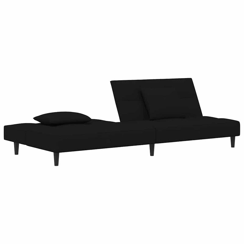 Canapea extensibilă cu 2 locuri, 2 perne, negru, catifea