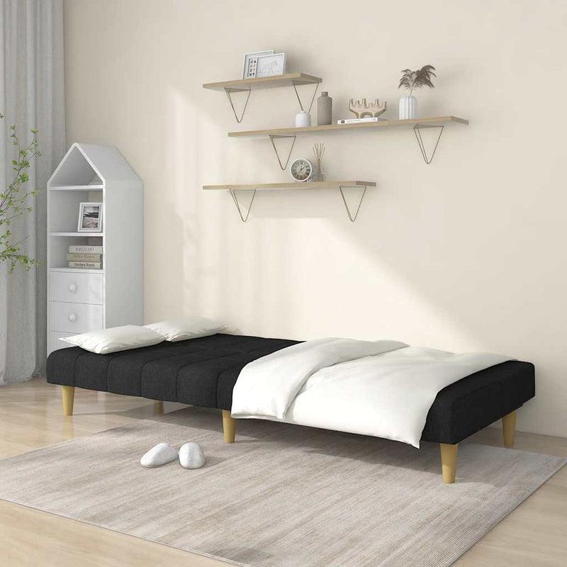 Canapea extensibilă cu 2 locuri, negru, material textil