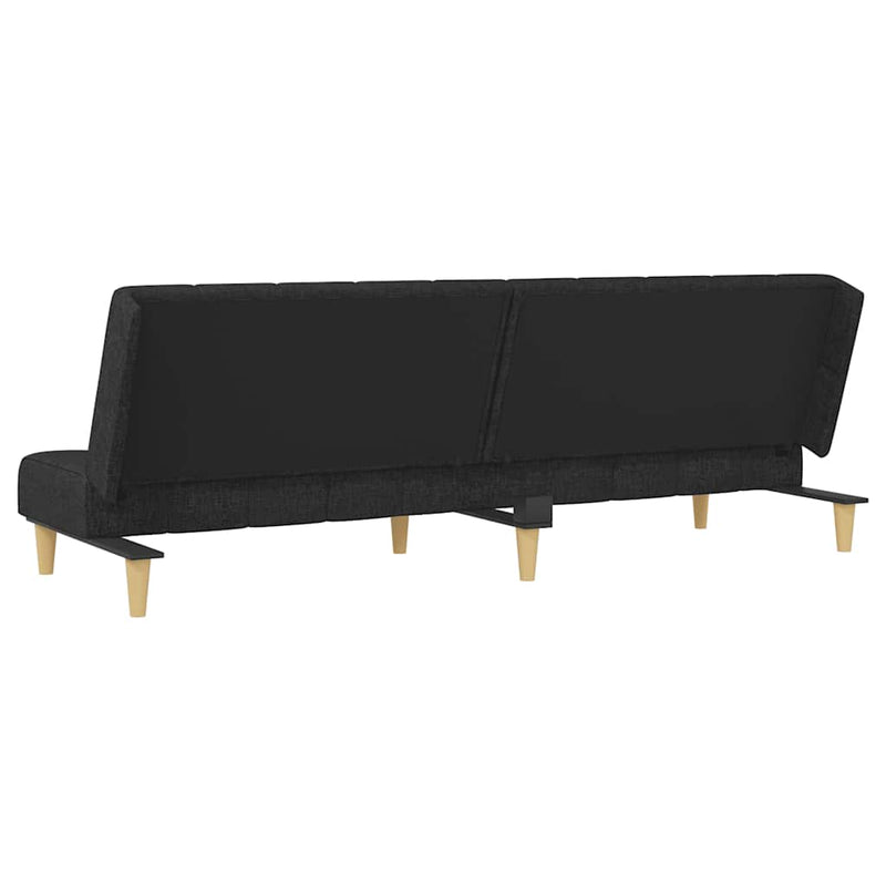 Canapea extensibilă cu 2 locuri, negru, material textil