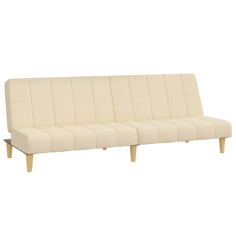 Canapea extensibilă cu 2 locuri, crem, material textil
