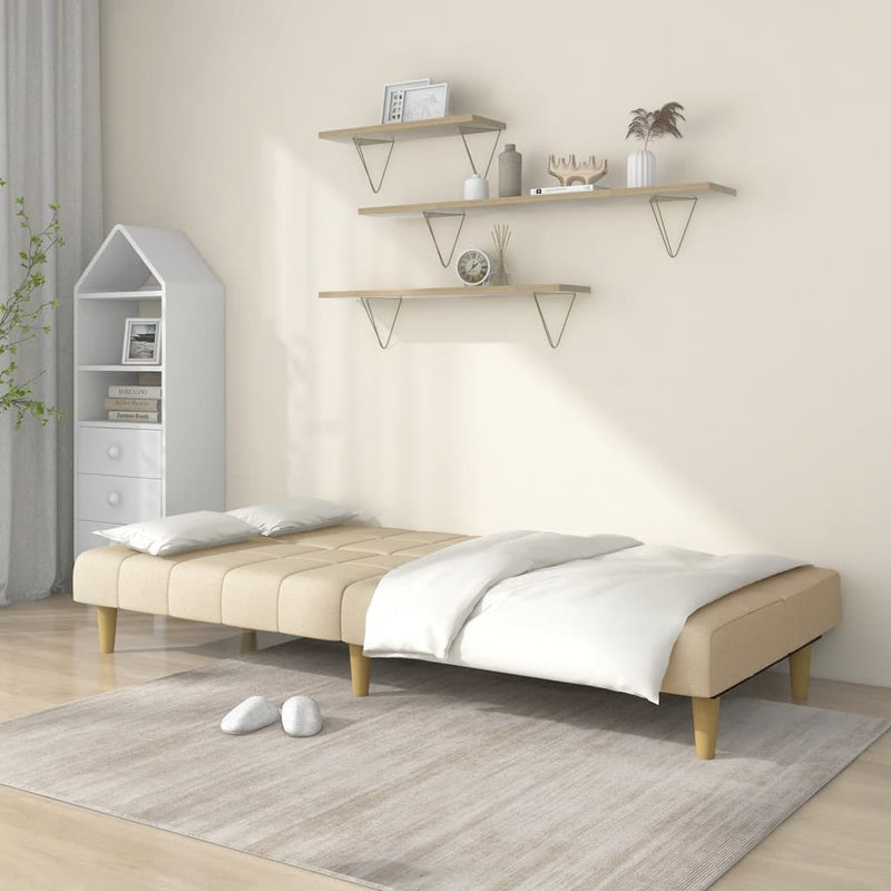 Canapea extensibilă cu 2 locuri, crem, material textil