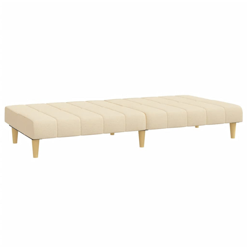 Canapea extensibilă cu 2 locuri, crem, material textil