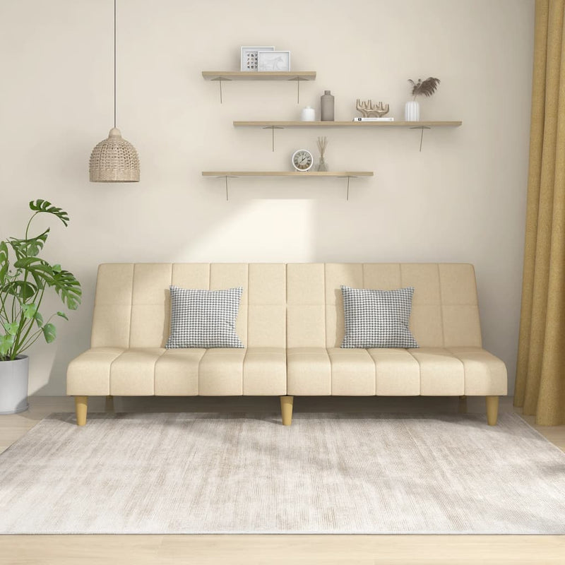 Canapea extensibilă cu 2 locuri, crem, material textil
