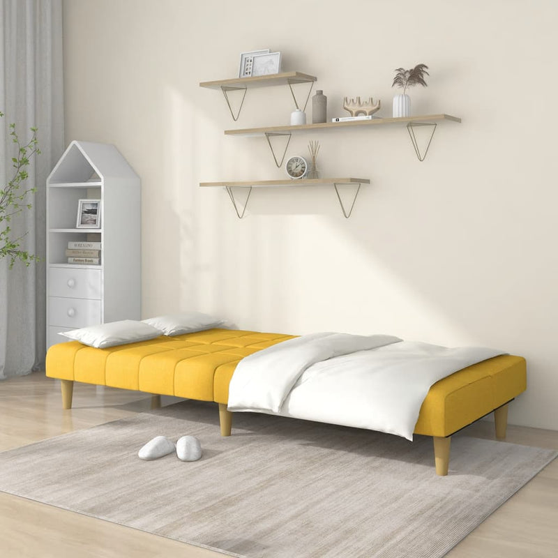 Canapea extensibilă cu 2 locuri, galben, material textil