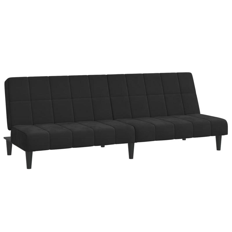 Canapea extensibilă cu 2 locuri, negru, catifea