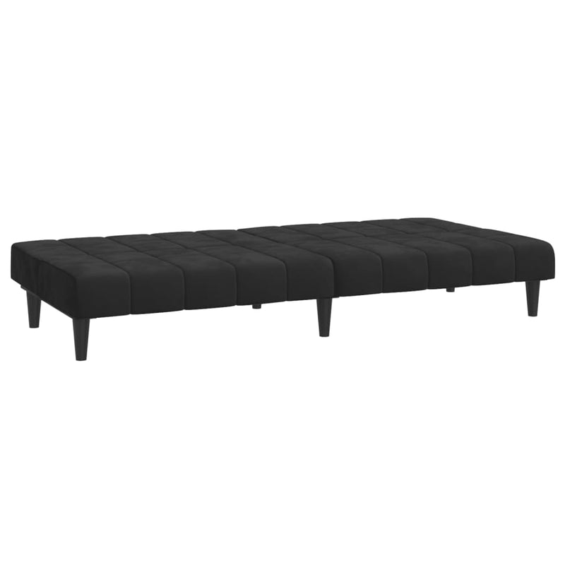 Canapea extensibilă cu 2 locuri, negru, catifea