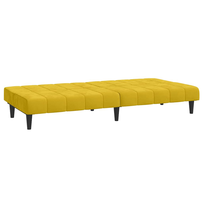 Canapea extensibilă cu 2 locuri, galben, catifea