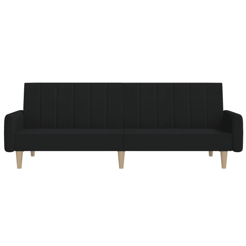 Canapea extensibilă cu 2 locuri, negru, material textil