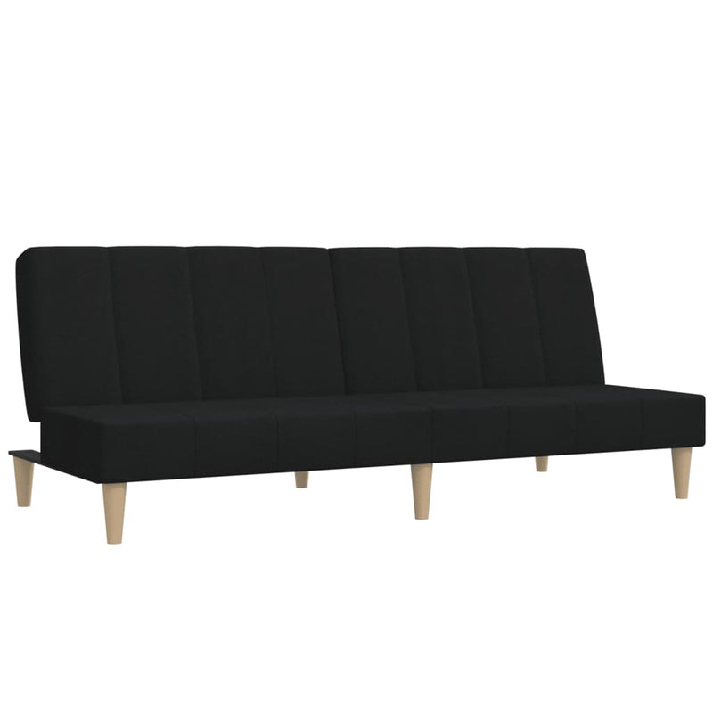 Canapea extensibilă cu 2 locuri, negru, material textil
