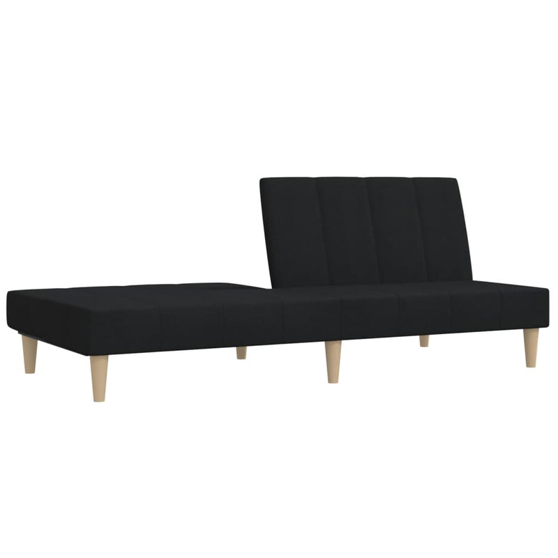 Canapea extensibilă cu 2 locuri, negru, material textil