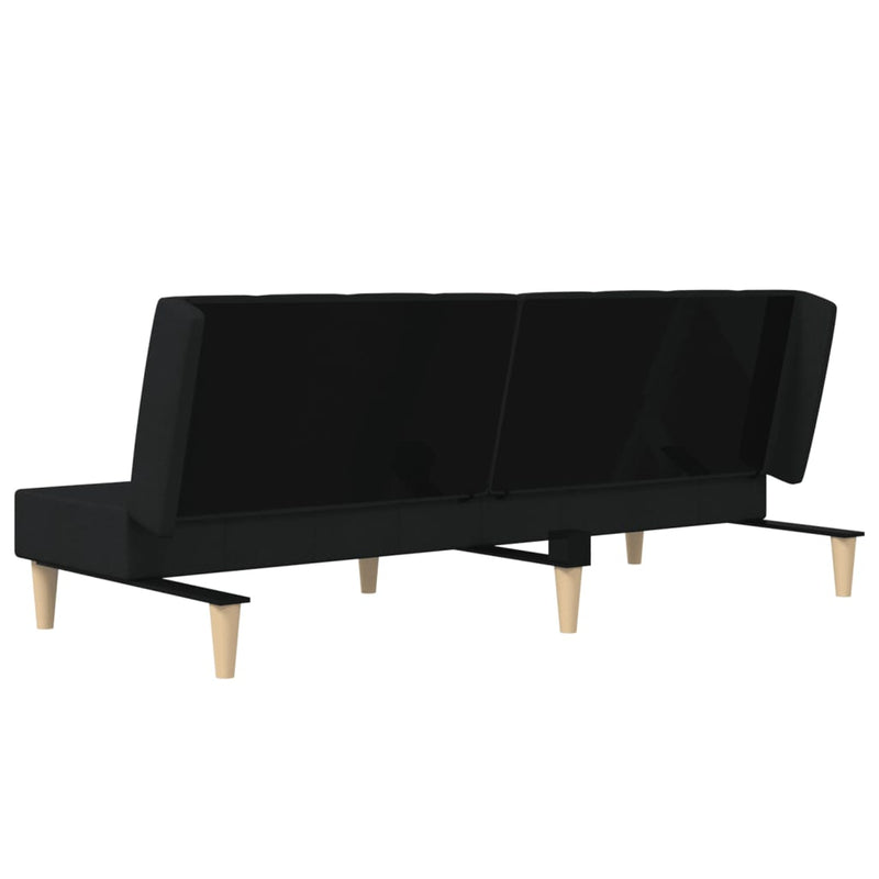 Canapea extensibilă cu 2 locuri, negru, material textil