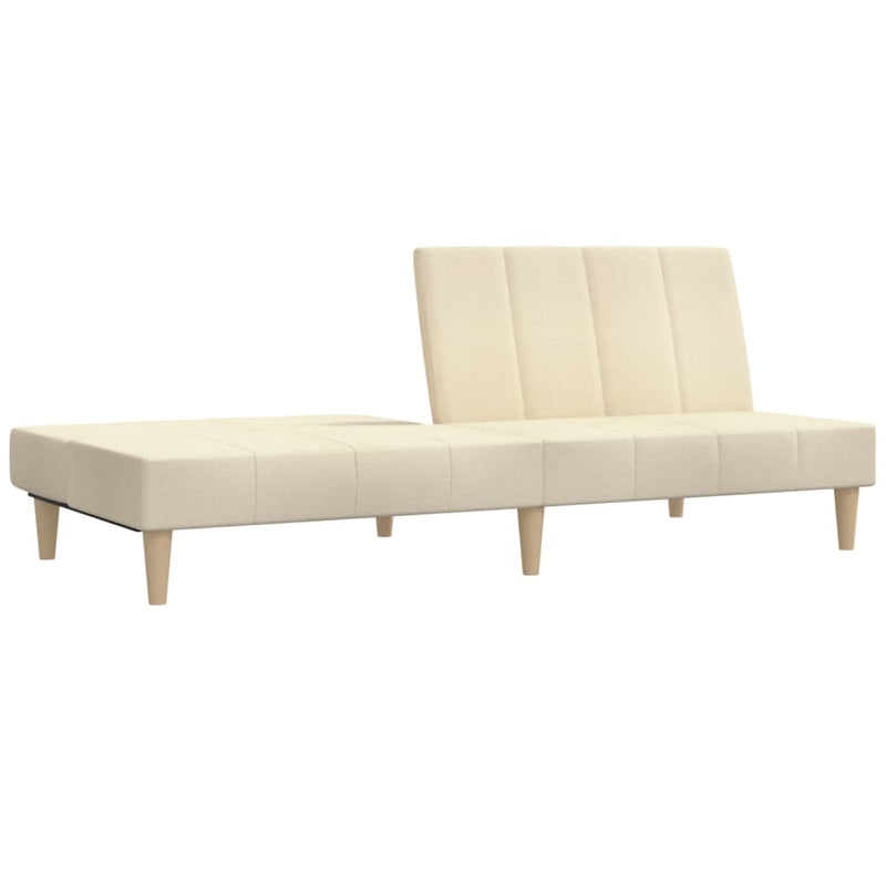 Canapea extensibilă cu 2 locuri, crem, material textil