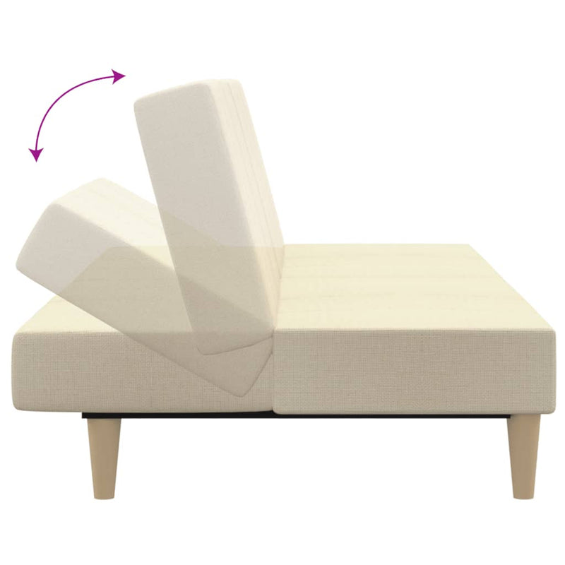 Canapea extensibilă cu 2 locuri, crem, material textil