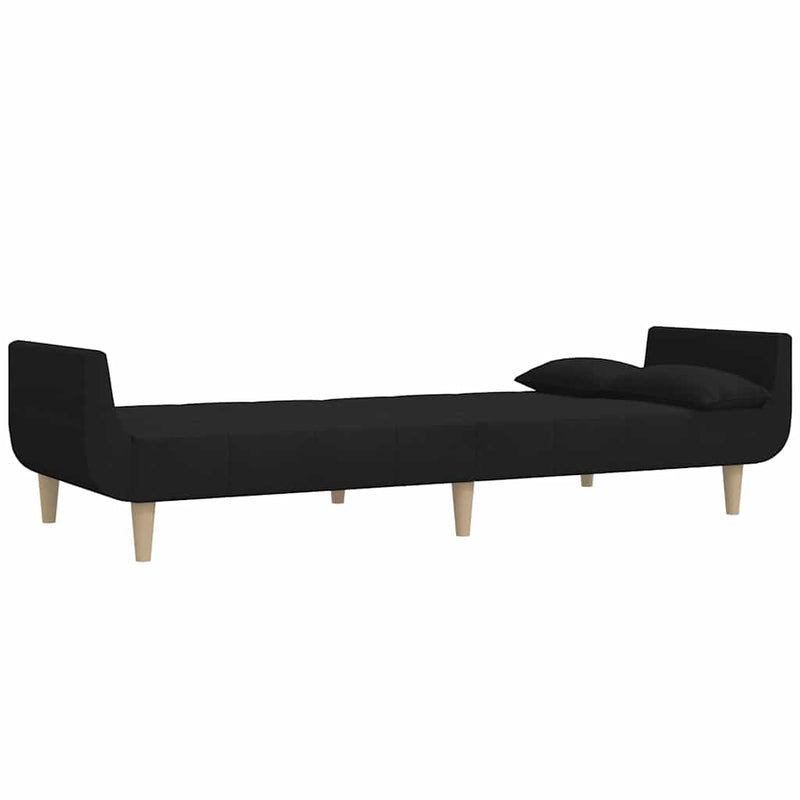 Canapea extensibilă cu 2 locuri, 2 perne, negru, textil