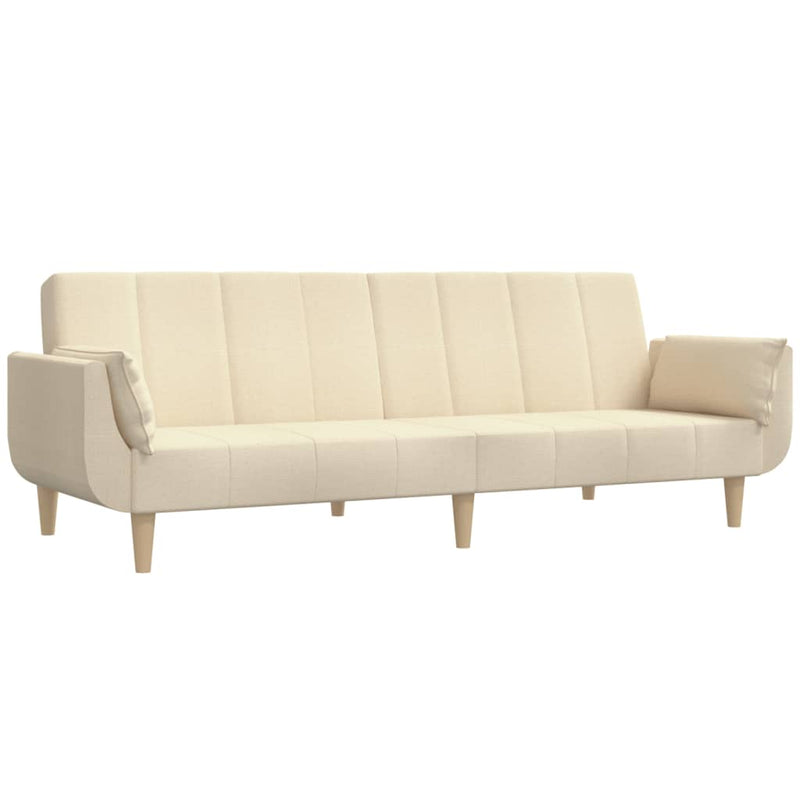 Canapea extensibilă cu 2 locuri, 2 perne, crem, textil