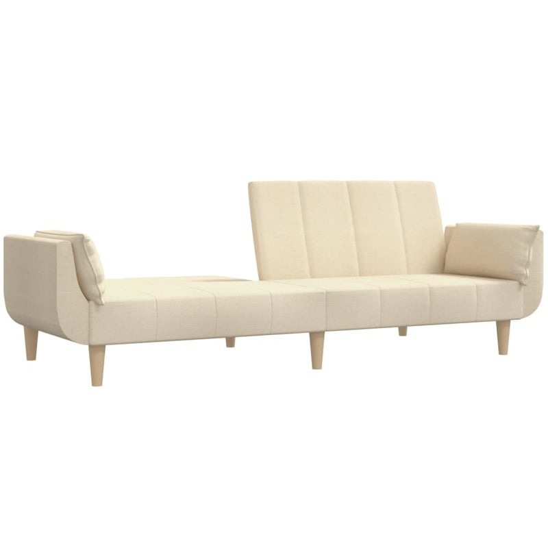 Canapea extensibilă cu 2 locuri, 2 perne, crem, textil