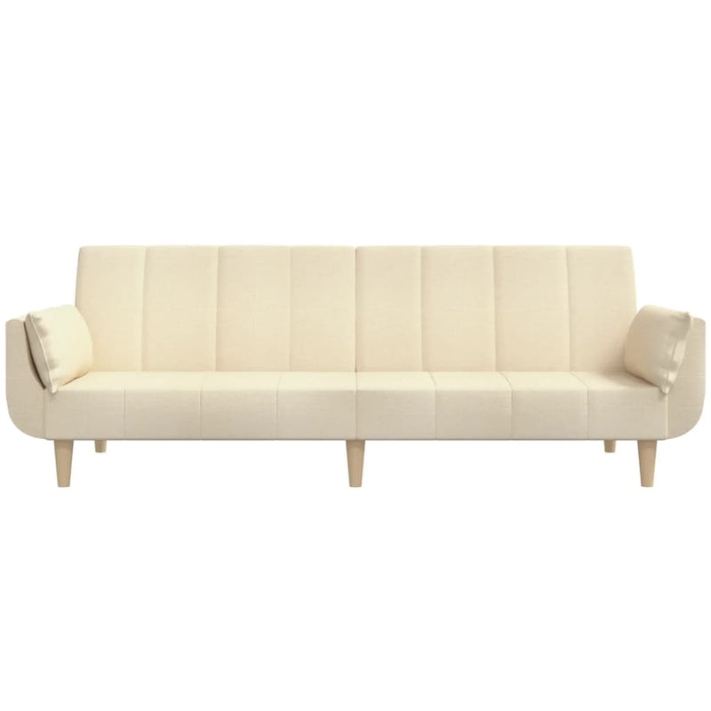 Canapea extensibilă cu 2 locuri, 2 perne, crem, textil