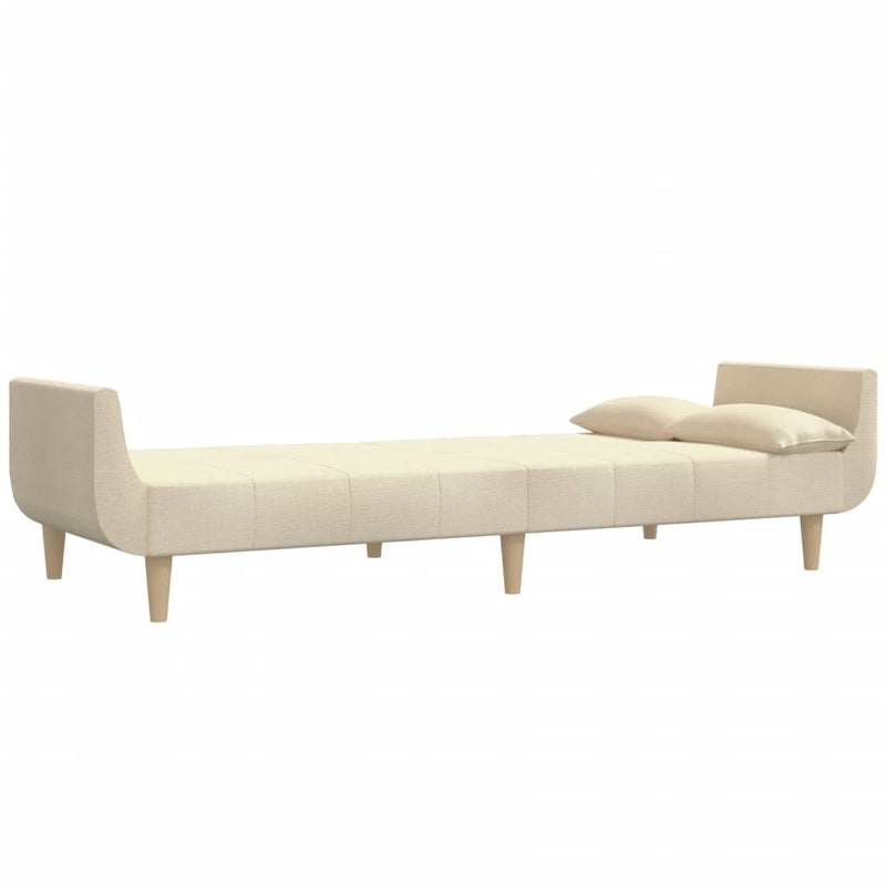 Canapea extensibilă cu 2 locuri, 2 perne, crem, textil