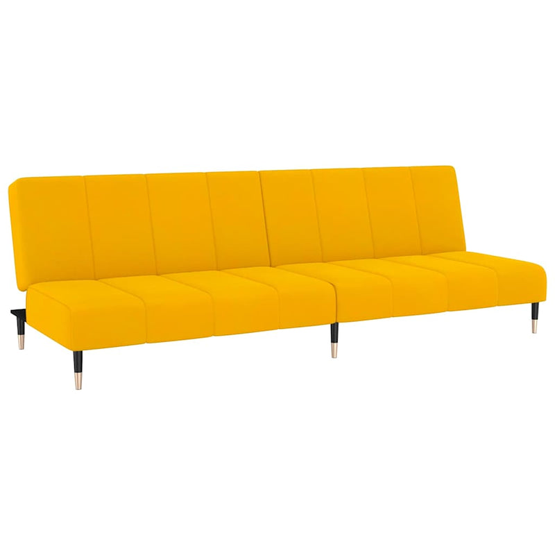 Canapea extensibilă cu 2 locuri, galben, catifea