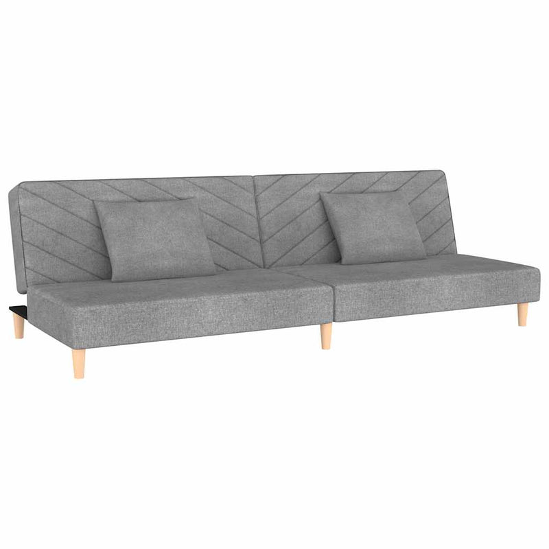 Canapea extensibilă cu 2 locuri, 2 perne, gri deschis, textil