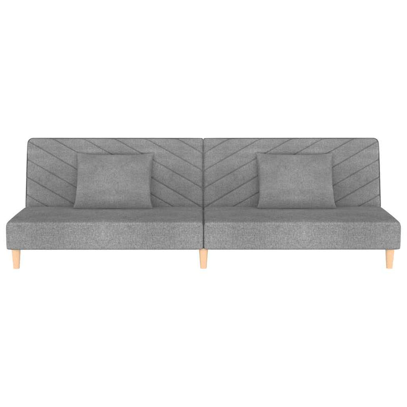 Canapea extensibilă cu 2 locuri, 2 perne, gri deschis, textil