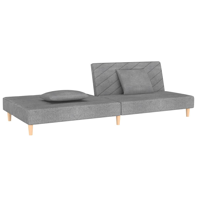 Canapea extensibilă cu 2 locuri, 2 perne, gri deschis, textil