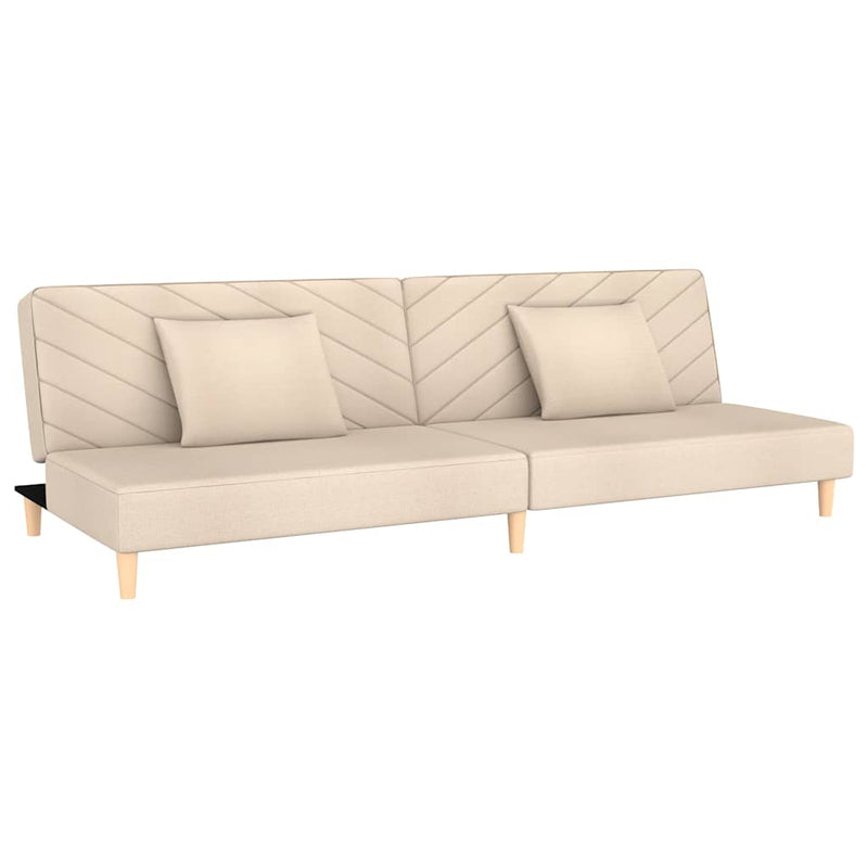 Canapea extensibilă cu 2 locuri, 2 perne, crem, textil