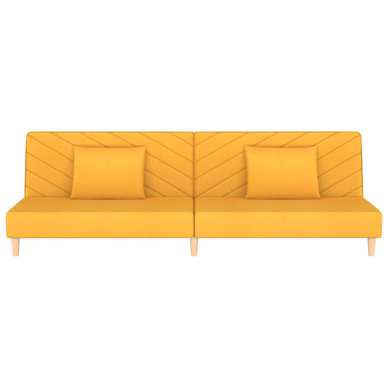 Canapea extensibilă cu 2 locuri, 2 perne, galben, textil