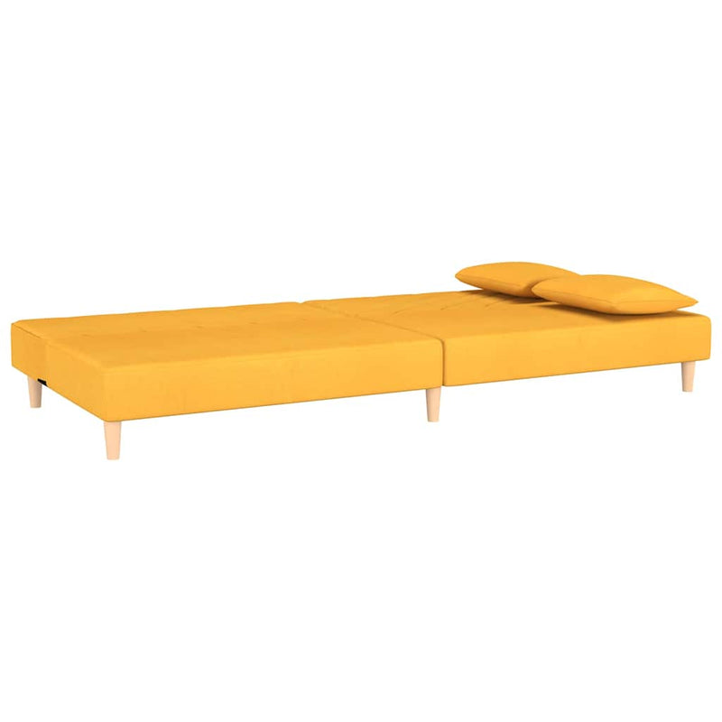 Canapea extensibilă cu 2 locuri, 2 perne, galben, textil