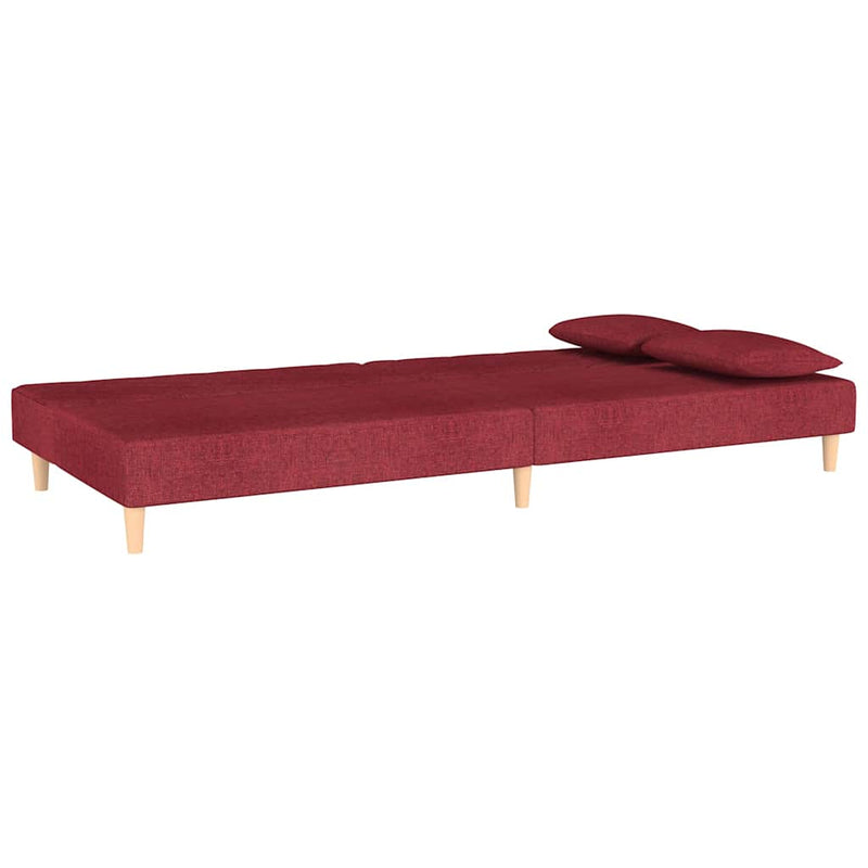 Canapea extensibilă cu 2 locuri, 2 perne, roșu vin, textil