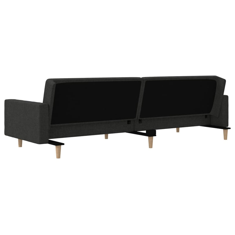 Canapea extensibilă cu 2 locuri, 2 perne, negru, textil