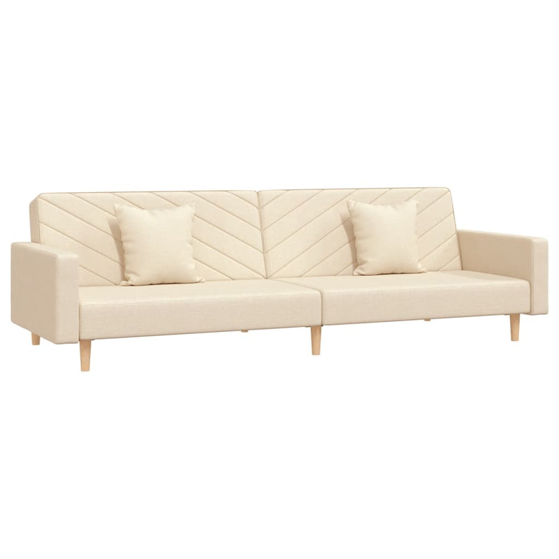Canapea extensibilă cu 2 locuri, 2 perne, crem, textil