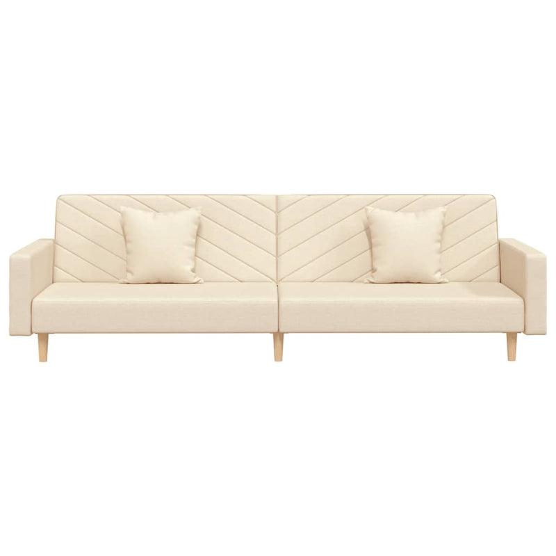 Canapea extensibilă cu 2 locuri, 2 perne, crem, textil