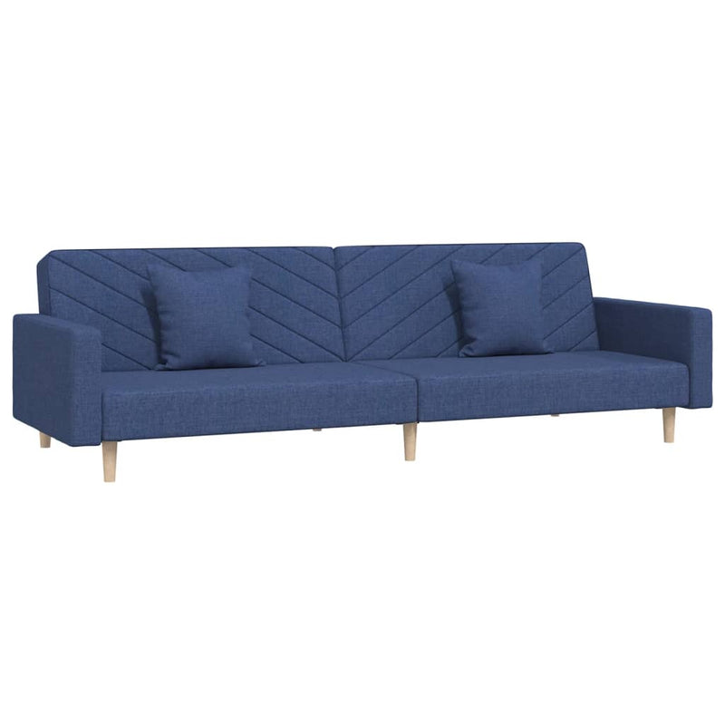 Canapea extensibilă cu 2 locuri, 2 perne, albastru, textil