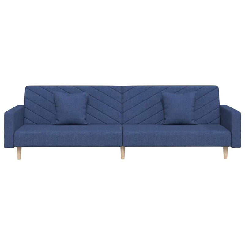 Canapea extensibilă cu 2 locuri, 2 perne, albastru, textil